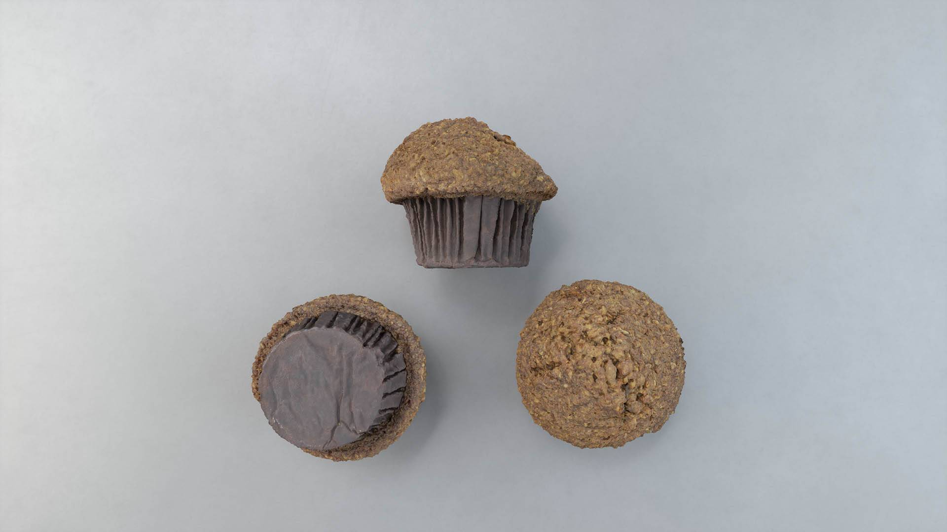 Detailed 3D bran muffin model from Scanlabz bakery collection, fully compatible with 3ds Max and V-Ray for professional digital rendering workflows