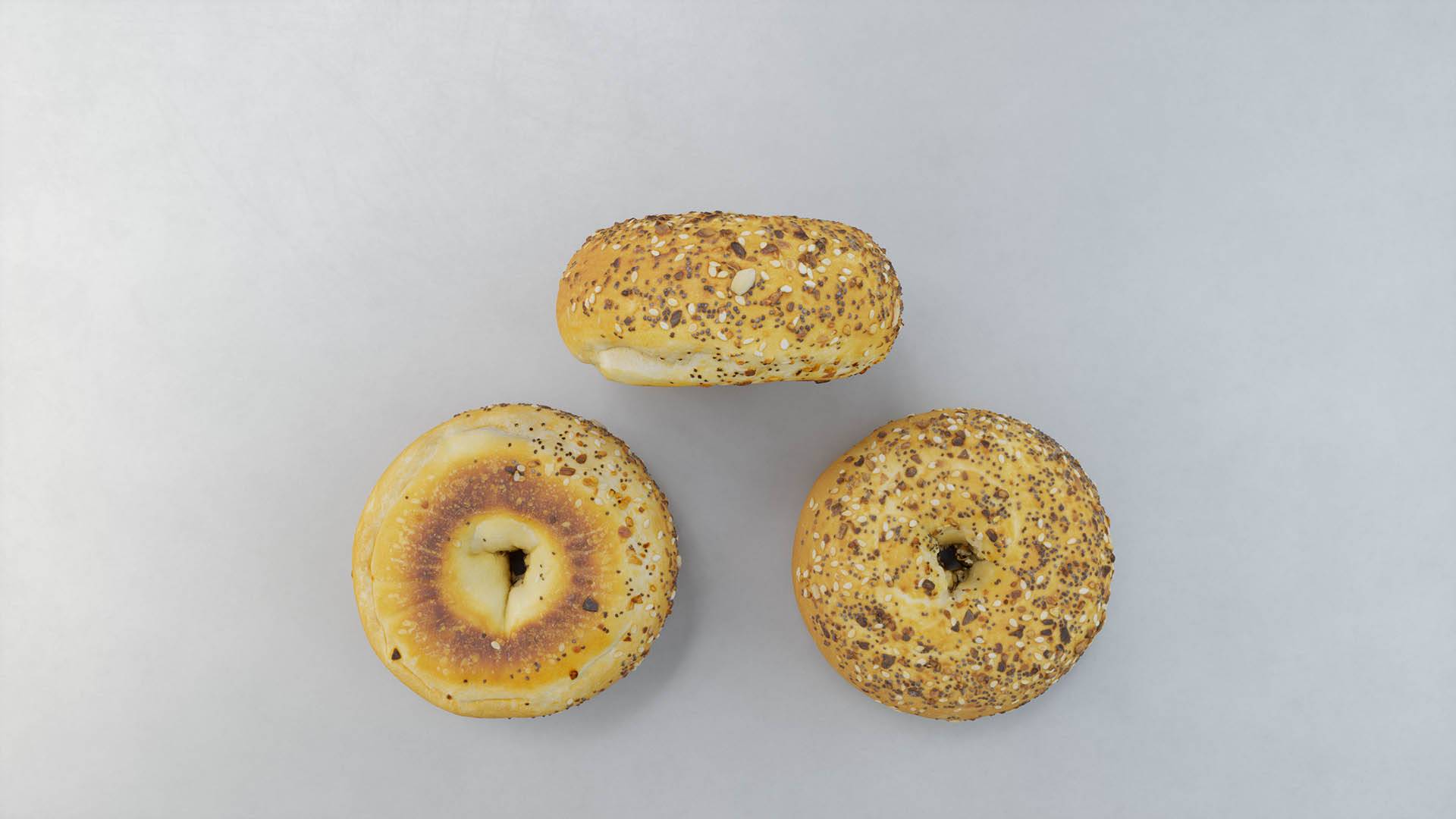 High-quality 3D everything bagel from Scanlabz bakery assets, designed for CGI, product visualization, and game design