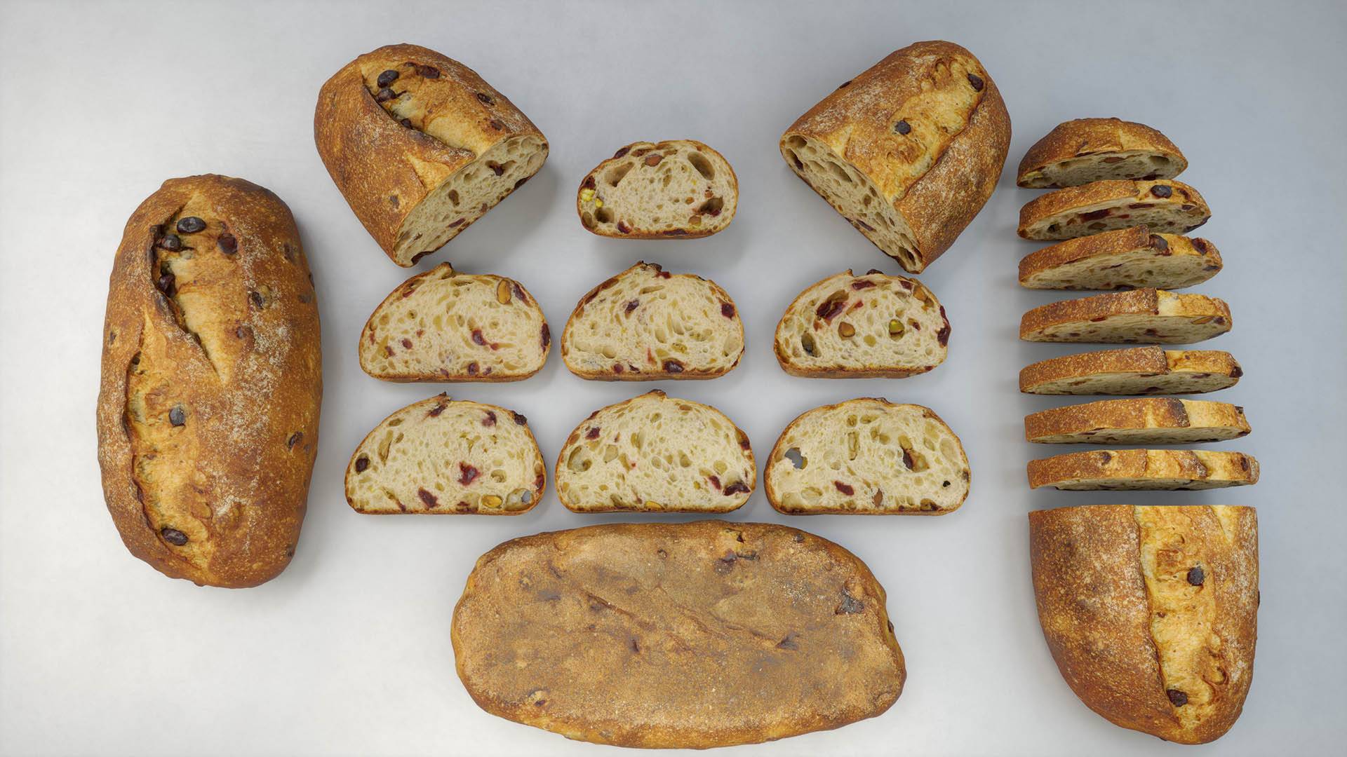 3D bread model from Scanlabz bakery collection showcasing photorealistic texture and detail for digital visualization