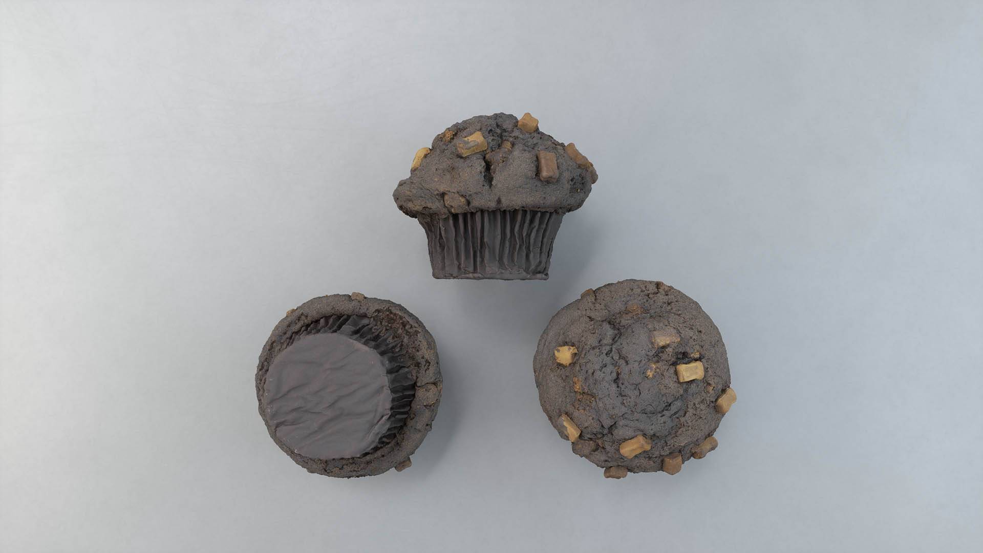 3D chocolate chip muffin asset from Scanlabz bakery collection, optimized for use in 3ds Max and V-Ray with detailed textures and realistic baked appearance