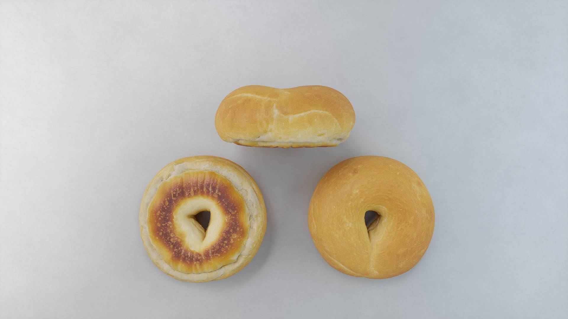 Realistic 3D plain bagel model from Scanlabz bakery collection, ideal for food visualization and digital environments