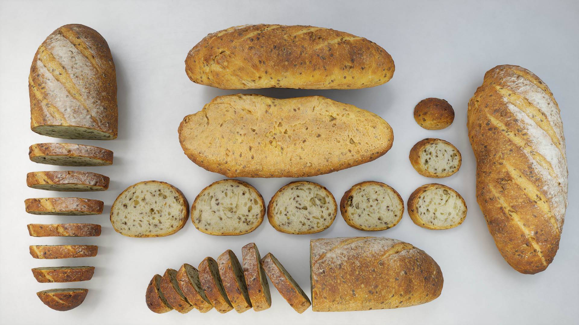 High-resolution 3D bread model included in Scanlabz bakery asset collection, ideal for CGI, game development, and virtual environments