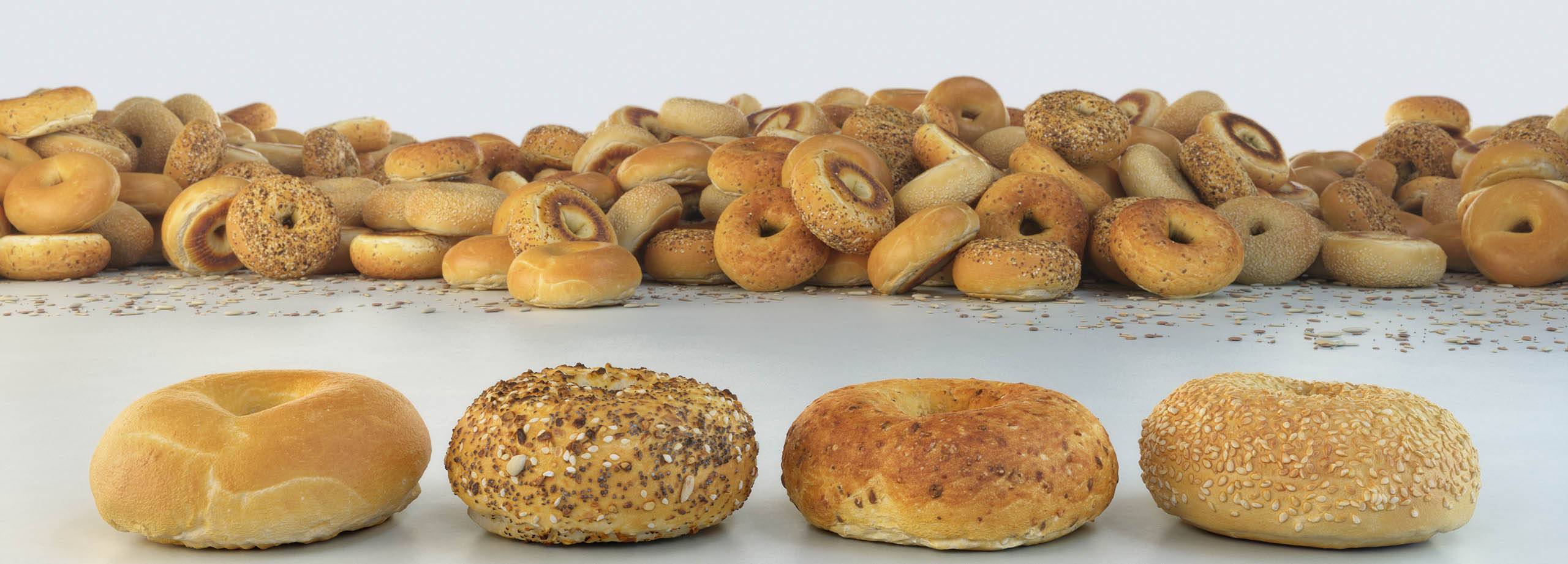 Detailed 3D bakery assets featuring bagels from the Scanlabz bakery collection, perfect for realistic digital rendering and design